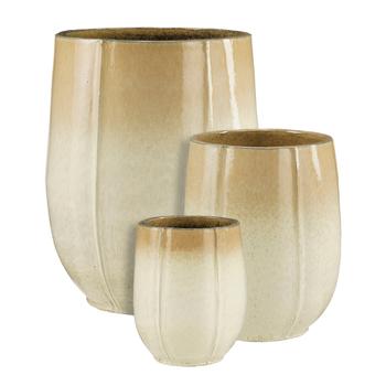 Visuel 1 du produit Pot haut Corsica coloris beige en céramique - 70 x Ø 55 cm