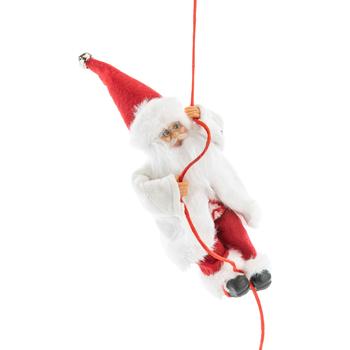 Visuel 1 du produit Père Noël décoratif Rubineige grimpeur en polyester coloris blanc et rouge - H 18 cm
