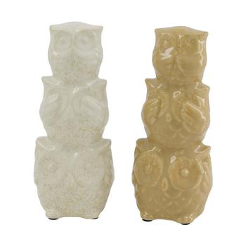 Visuel 1 du produit Figurine 3 hiboux en céramique - 8 x 6,5 x 18,5 cm