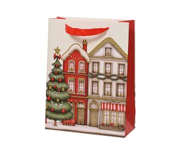 Visuel 1 du produit Sac cadeau en papier décor maison multicolore très grand modèle - 42 x 16 x 48 cm