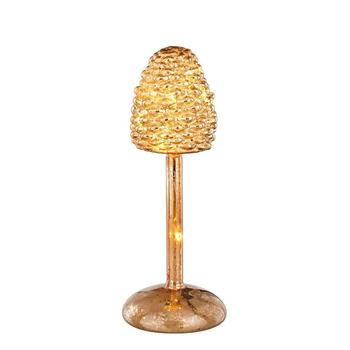 Visuel 1 du produit Lampe de table pomme de pin à LED en verre doré grand modèle - Ø 9 x H 25 cm