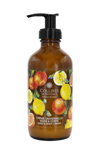 Visuel 1 du produit Crème universelle mains et corps en flacon pompe senteur Agrumes du Verger Collines de Provence – 225 ml