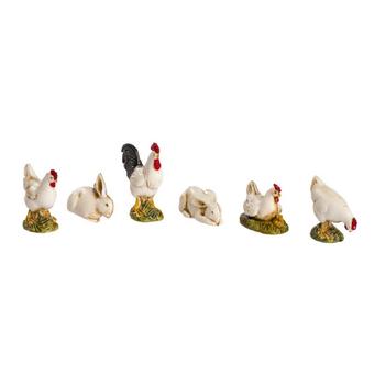 Visuel 1 du produit Set de 6 animaux de basse-cour pour crèche ou village de Noël coloris multicolore en PVC - 10 cm