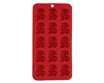 Visuel 1 du produit Moule à glaçons forme cerise en silicone rouge - 21 x 11 x 2 cm