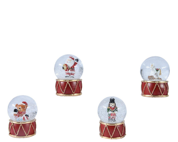 Visuel 1 du produit Boule à neige transparente avec personnage sur tambour rouge en résine - Ø 4,5 x H 6 cm