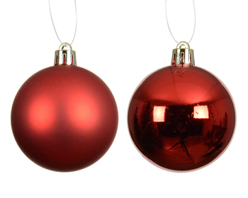 Visuel 1 du produit Ensemble de 12 boules en plastique recyclé rouge brillant et mat - Ø 6 cm