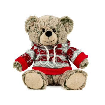 Visuel 1 du produit Ours beige avec pull rouge à capuche Kalidou - 25 cm