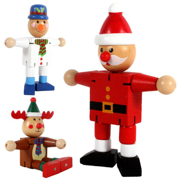 Visuel 1 du produit Personnage de NoÃ«l articulÃ© en bois modÃ¨les assortis 9,8x3,8x12,5 cm