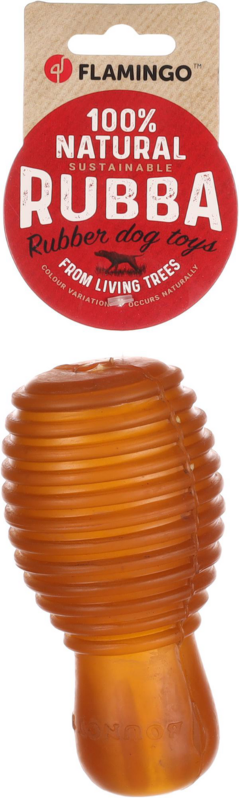 Visuel 1 du produit Jouet pour chien coloris marron caoutchouc 100 % naturel Rubba Wobbler Flamingo - 7 x 7 x 13,7 cm