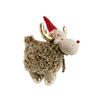 Visuel 1 du produit Peluche décorative de Noël renne Fergus en polyester coloris multicolore - petit modèle H 44 cm