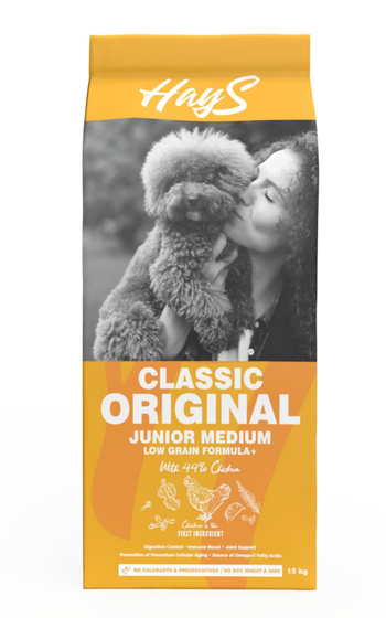 Visuel 1 du produit Croquette pour chiot de taille de taille moyenne au poulet Hays Classic - 15 kg