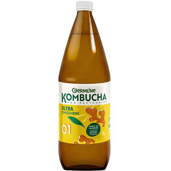 Visuel 1 du produit Kombucha non pasteurisé ultra gingembre en bouteille de verre Germline - 1 litre