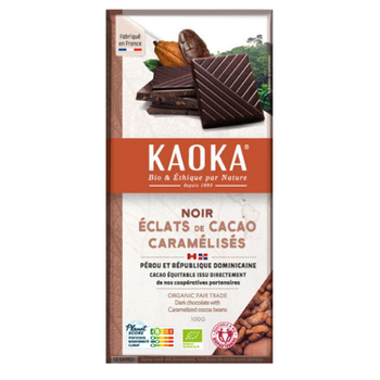 Visuel 1 du produit Chocolat noir bio aux éclats de cacao caramélisés Kaoka - 100 g