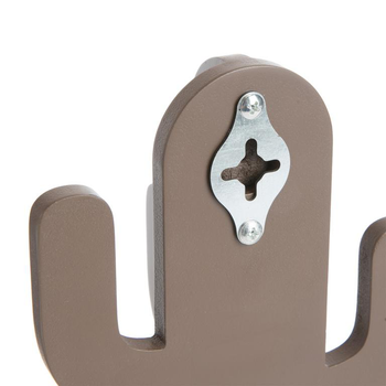Visuel 1 du produit Patère murale cactus coloris chocolat en bois FSC - 14 x 8 x 17 cm