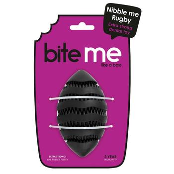 Visuel 1 du produit Jouet pour chien en caoutchouc coloris noir distributeur de friandises rugby Bite Me Nibble - Taille S 11 x 6 x 6 cm