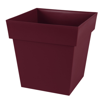 Visuel 1 du produit Pot carré en polypropylène rouge Bourgogne Eda Toscane 38 L - 39 x 39 x 39 cm