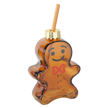 Visuel 1 du produit Gobelet marron en verre laqué forme bonhomme en pain d’épices Gunny - 10 x 4,7 x 14,5 cm