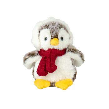 Visuel 1 du produit Peluche de Noël pingouin avec capuche et écharpe rouge en polyester coloris multicolore Kalidou - H 61 cm