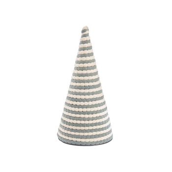 Visuel 1 du produit Sapin conique à poser en tissu gris et blanc à spirales - Ø 15 x H 30 cm