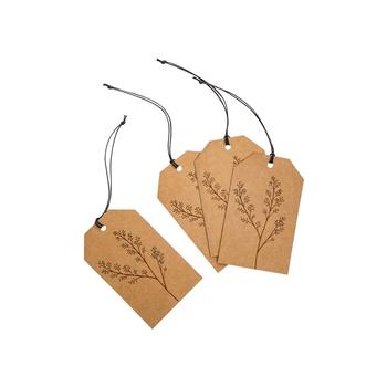 Visuel 1 du produit Ensemble de 4 étiquettes cadeau en papier marron à motif végétal - 10 x 6 cm