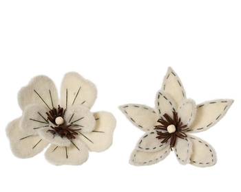 Visuel 1 du produit Fleur de poinsettia blanc laine sur clip - Ø 20 cm