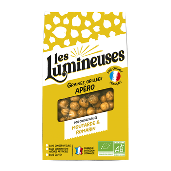 Visuel 1 du produit Pois chiches grillés bio apéro moutarde et romarin Les Lumineuses - 90 g