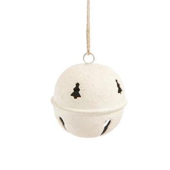 Visuel 1 du produit Suspension grelot ajouré sapin en métal blanc - 6 x 6 x 6,5 cm