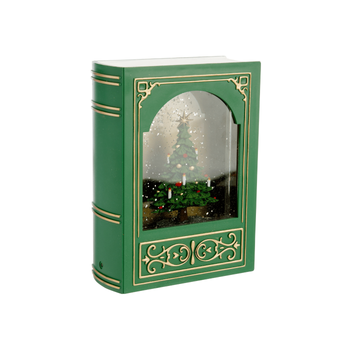 Visuel 1 du produit Livre décoratif vert avec boule à eau à LED blanc chaud - 7 x 17 x 23,5 cm