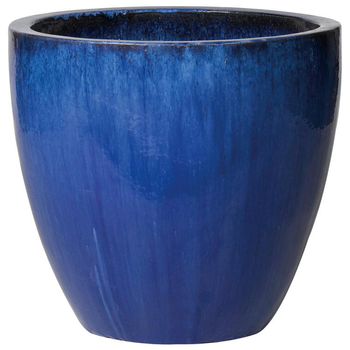 Visuel 1 du produit Pot vase en terre cuite émaillée bleu Tonkin - Ø 40 x H 36 cm
