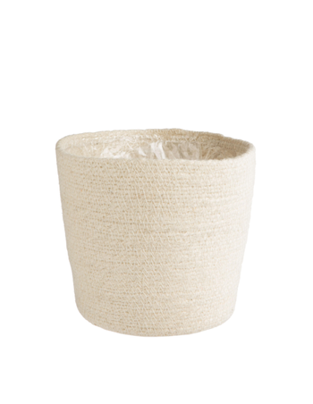 Visuel 1 du produit Cache-pot vannerie naturelle coloris blanc en jute - 20,5 x 19,5 x 16 cm