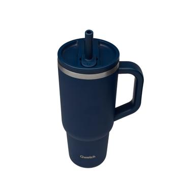 Visuel 1 du produit Travel cup isotherme en inox avec bouchon étanche Qwetch Matt bleu nuit - 900 ml