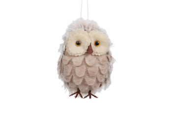 Visuel 1 du produit Suspension décorative hibou coloris gris en feutrine - 9 x 6 x 13 cm