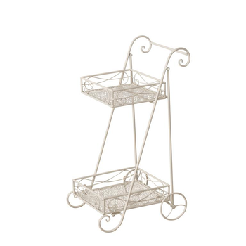 Visuel 1 du produit Étagère chariot à 2 étages blanche en fer enduit de poudre Marisa - 43 x 36,9 x 76,2 cm