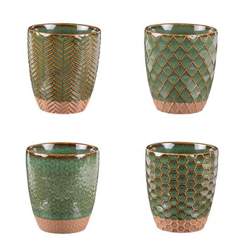Visuel 1 du produit Gobelets en grès vert Ø 7 cm Coffret Jaspe x 4 - 20 cl