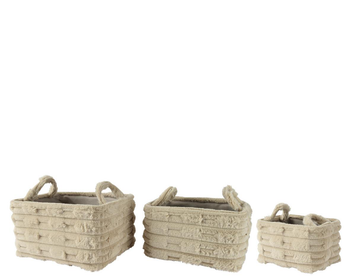 Visuel 1 du produit Panier rectangulaire en polyester brun clair avec poignées - 30 x 20 x 18 cm