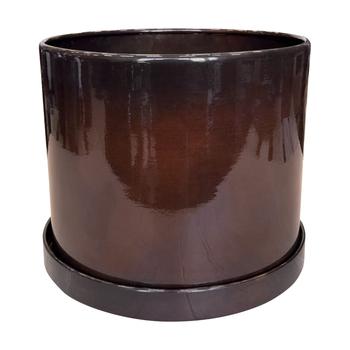 Visuel 1 du produit Pot cylindrique en métal recyclé coloris brun flambé Upcycle Cylindre - Ø 31 x H 27 cm