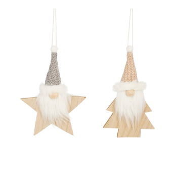 Visuel 1 du produit Suspension décorative gnome coloris beige - 2 x 16 x 9 cm