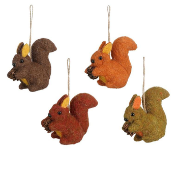 Visuel 1 du produit Décoration à suspendre écureuil en feutre - 13 x 7 x 12 cm