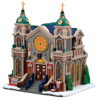 Visuel 1 du produit Village de Noël cathédrale St Stanislas lumineux en porcelaine coloris multicolore adaptateur inclus Lemax Caddington Village - 23 x 22 x 16 cm