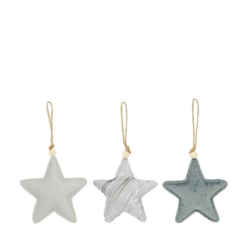 Visuel 1 du produit Décoration à suspendre forme étoile en tissu gris - 15 x 4 x 15 cm