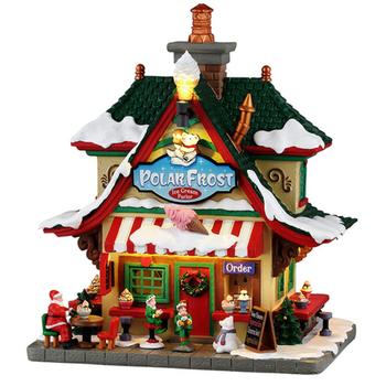 Visuel 1 du produit Village de Noël crèmes glacées polar frost lumineux en résine coloris multicolore à piles Lemax Santa’s Wonderland - 20,9 x 17,9 x 14,1 cm