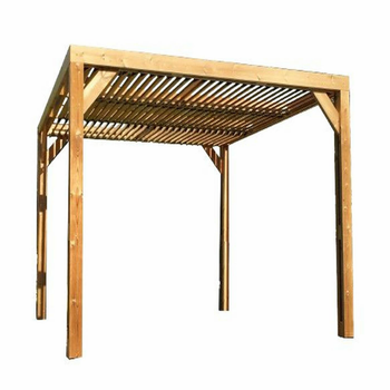 Visuel 1 du produit Pergola coloris beige en bois traité très haute température - 3,41 x 6,14 m