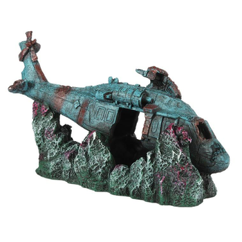 Visuel 1 du produit Décor d'aquarium hélicoptère Chopper 2 coloris multicolore en résine de polyester - 28,5 x 11,5 x 18,5 cm