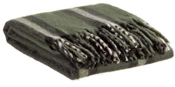 Visuel 1 du produit Plaid en polyester recyclé vert sapin rayé Isabel - 160 x 130 cm