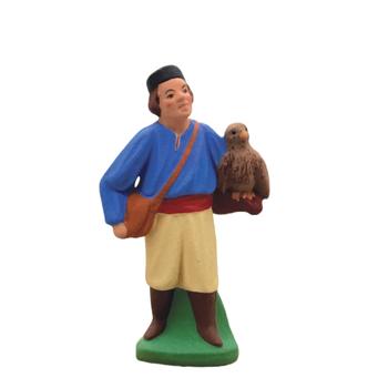 Visuel 1 du produit Santon personnage pour village de Noël fauconnier coloris multicolore en argile - H 7 cm