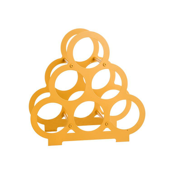 Visuel 1 du produit Porte-6 bouteilles forme pyramide en métal jaune - 38 x 18 x 37 cm