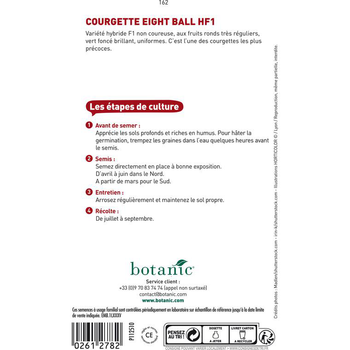 Visuel 1 du produit Graines de Courgette eight ball hybride F1 botanic® - graines à semer