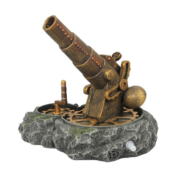 Visuel 1 du produit Décor aquarium canon avec bulleur Jules Verne coloris or en résine de polyester