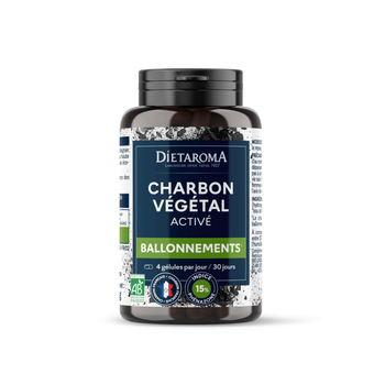 Visuel 1 du produit Complément alimentaire contre les ballonnements Charbon actif végétal bio Dietorama – 120 gélules