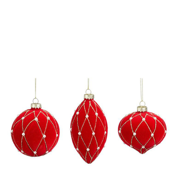 Visuel 1 du produit Boule de Noël en verre rouge et or - Ø 8 cm